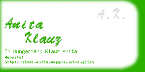 anita klauz business card